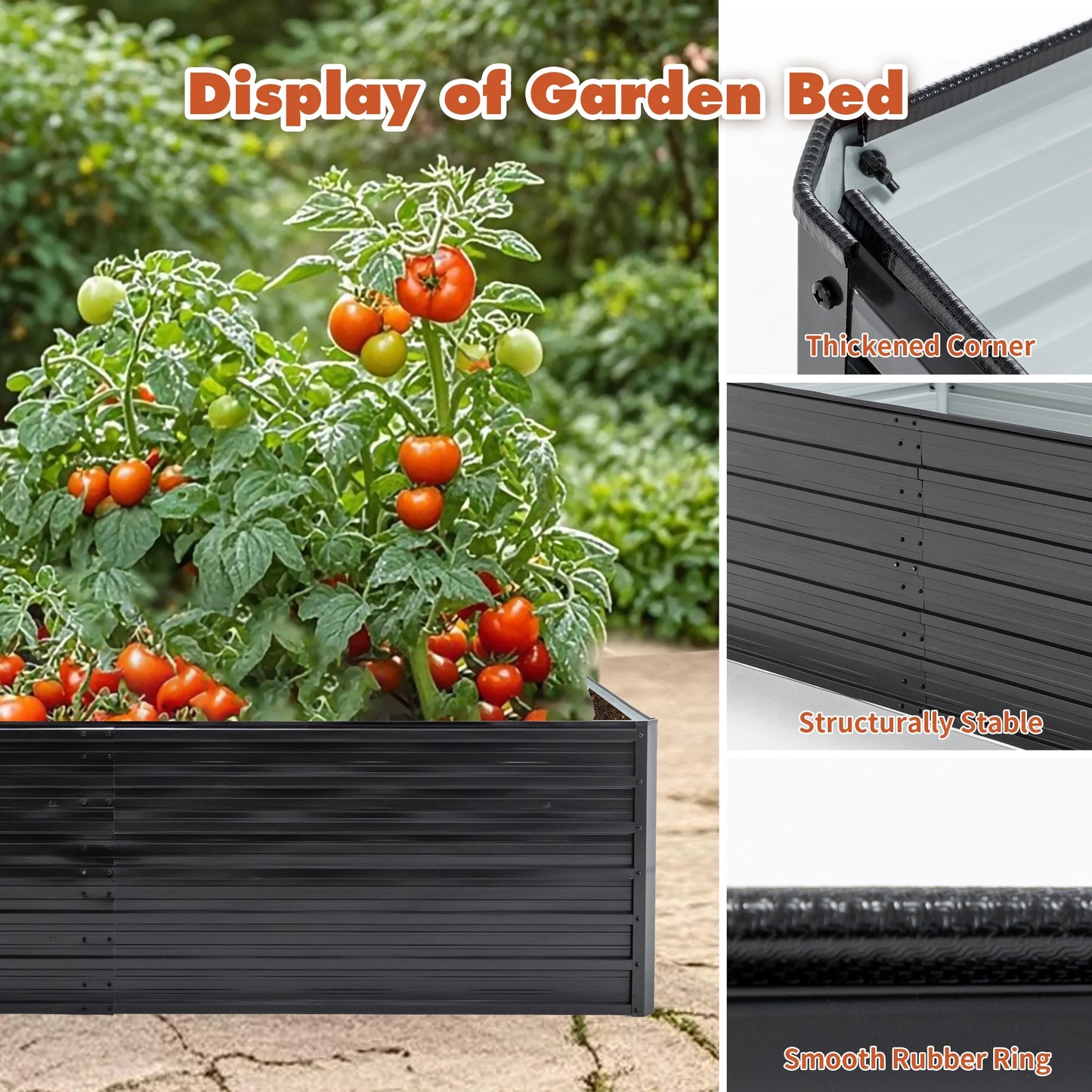 Cama de jardín elevada de metal de 6x3x2 pies, exterior, reforzada, galvanizada, a prueba de herrumbre, maceteros de acero de colores para verduras