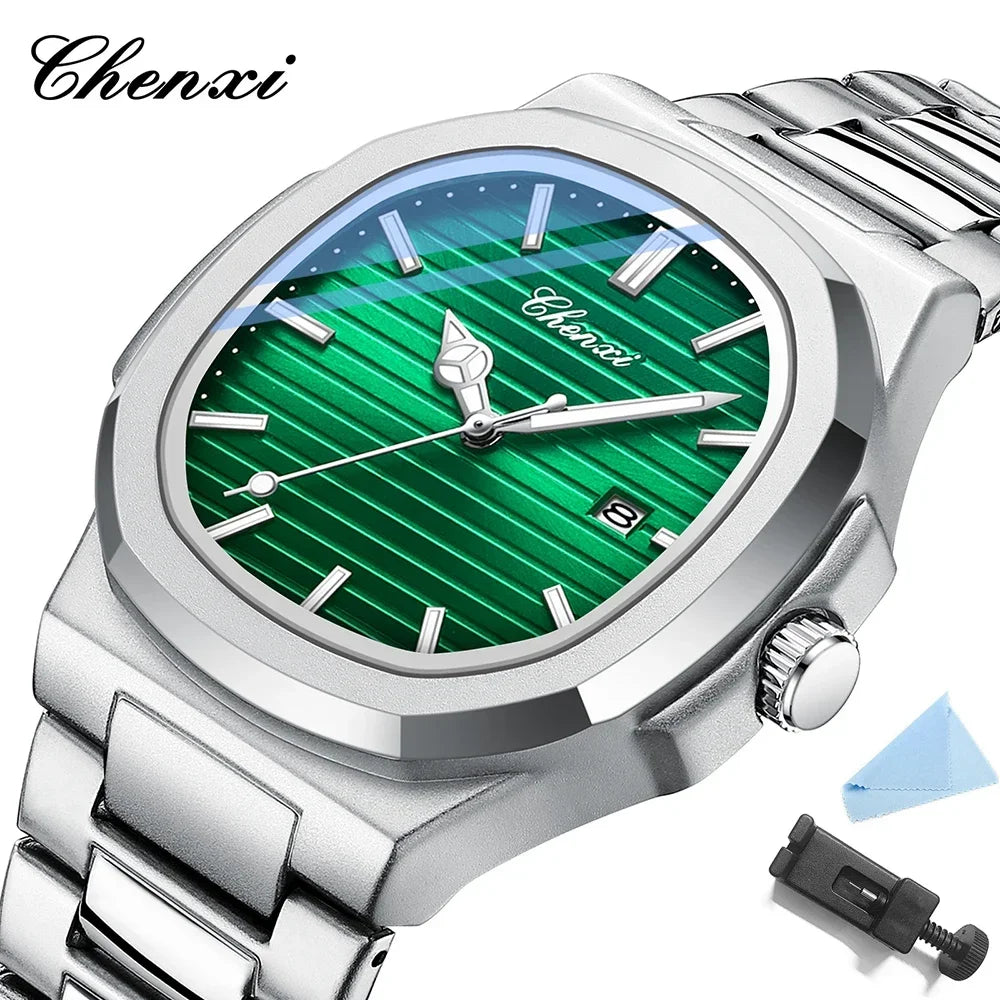 CHENXI 8222 reloj de negocios informal luminoso de acero inoxidable dorado de lujo para hombres relojes de pulsera de cuarzo de moda resistente al agua