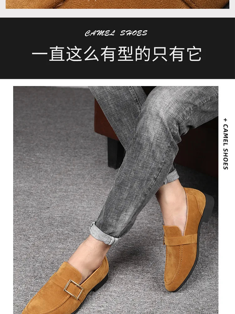 Zapatos de vestir para hombre, mocasines formales de diseñador, zapatos de cuero de gamuza, mocasines de trabajo Social y negocios, boda