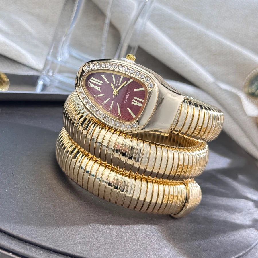 Reloj de aleación serpentina de alta calidad a la moda para mujer con caja de diamantes Reloj de pulsera de cuarzo de alta calidad estilo famoso
