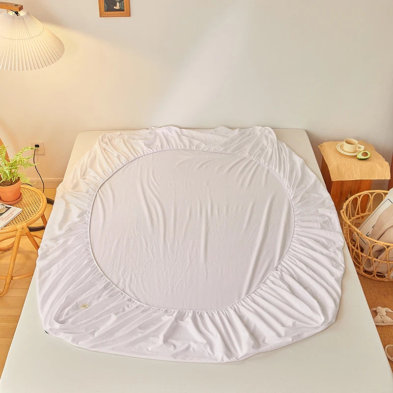 Sábana bajera de algodón 100% con banda elástica, Funda de colchón ajustable antideslizante de Color sólido para cama individual, doble, King y Queen
