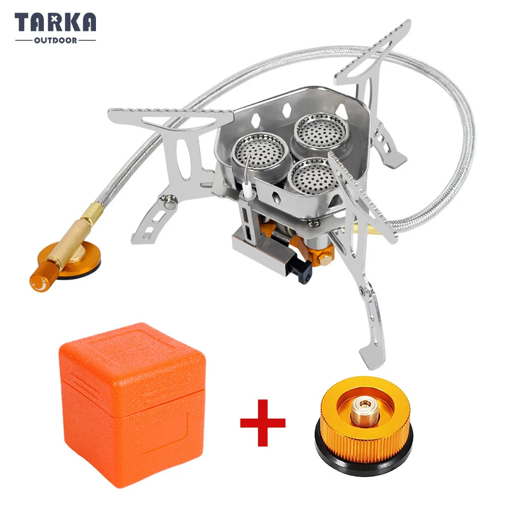 TARKA-estufa de Gas de 3 cabezales, quemadores de acampada turística, horno plegable para mochilero, 5800W, senderismo al aire libre, Picnic, barbacoa, equipo de cocina