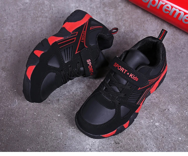 Zapatos para niños, zapatillas deportivas escolares de cuero de moda para niños, tenis, informales, para caminar, correr, antideslizantes, talla 28-39