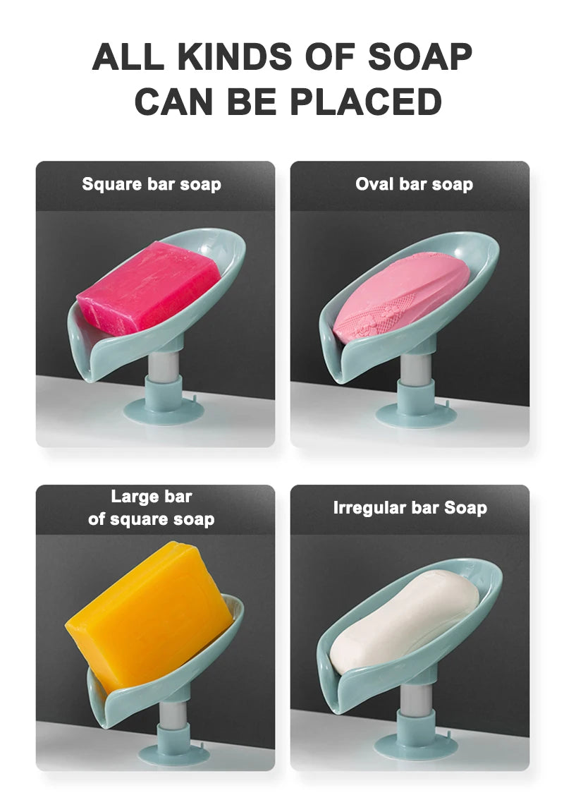 Soporte para jabón, escurridor de agua, jabonera con forma de hoja, escurridor de jabón para ducha, ventosa, contenedor de jabón, accesorios modernos para baño