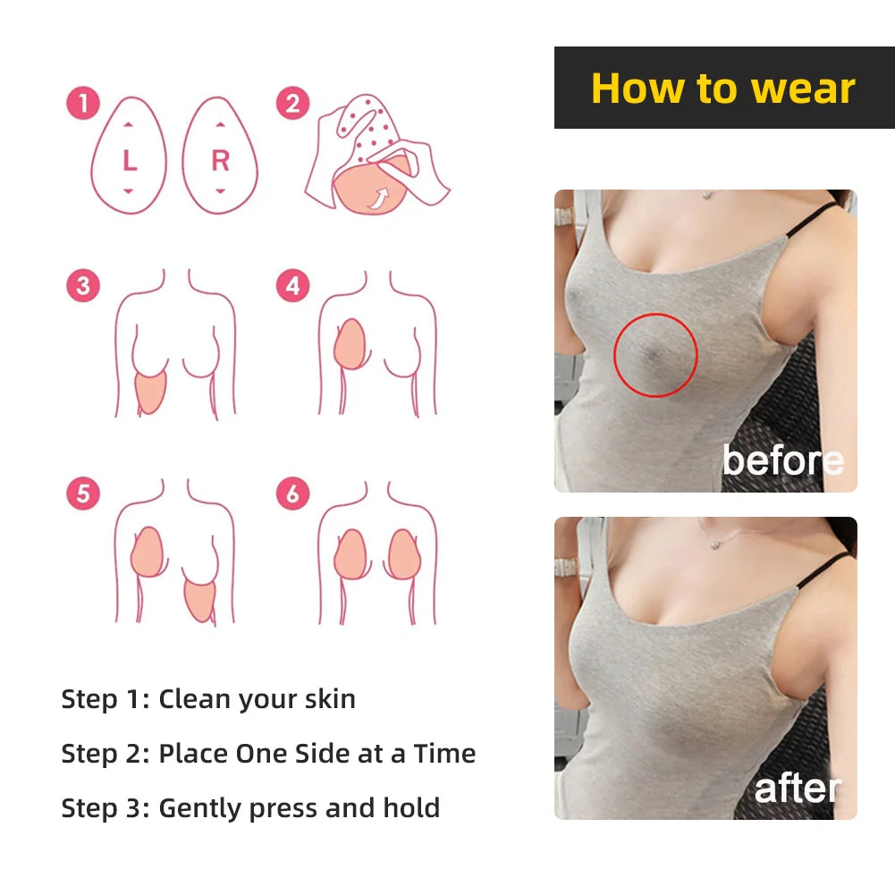 WEICHENS-Sujetador autoadhesivo de realce sin tirantes, sujetador adhesivo Invisible, sujetador de silicona reutilizable para mujer, vestido sin espalda de verano