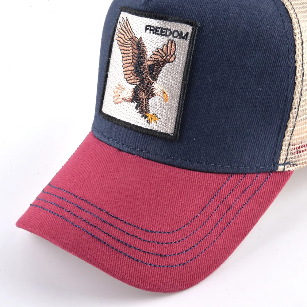 Gorras de camionero de moda con parche de cabra bordado gorra de béisbol Snapback para las cuatro estaciones para hombres y mujeres gorra con visera ajustable