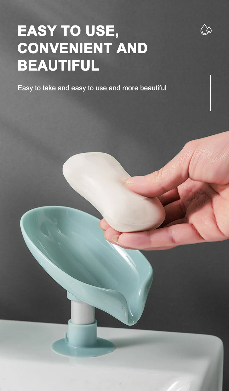 Soporte para jabón, escurridor de agua, jabonera con forma de hoja, escurridor de jabón para ducha, ventosa, contenedor de jabón, accesorios modernos para baño