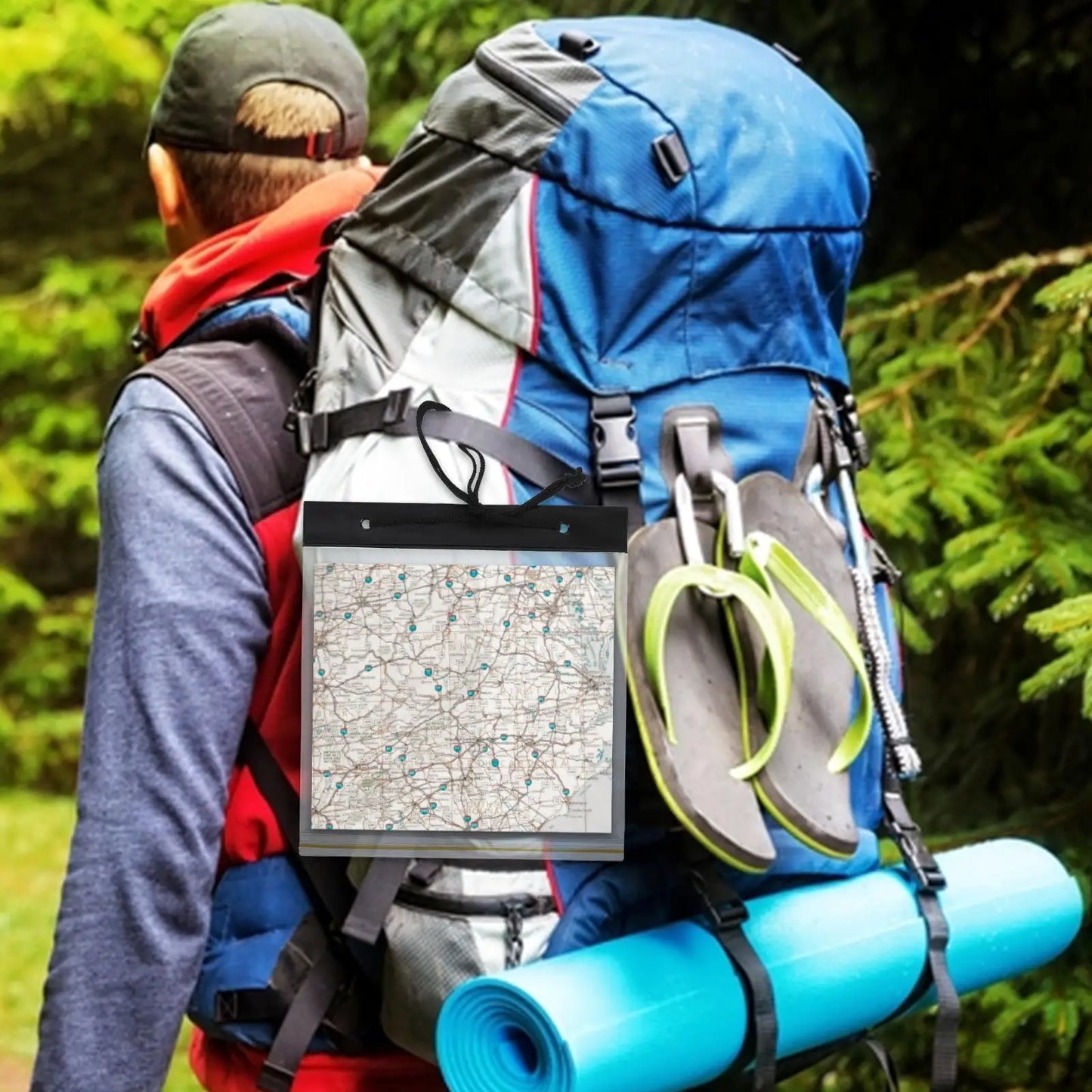 Estuche de mapa transparente impermeable de PVC, soporte de almacenamiento de papelería, cubierta para acampar, pescar, Picnic, montañismo, bolsa de bolsillo