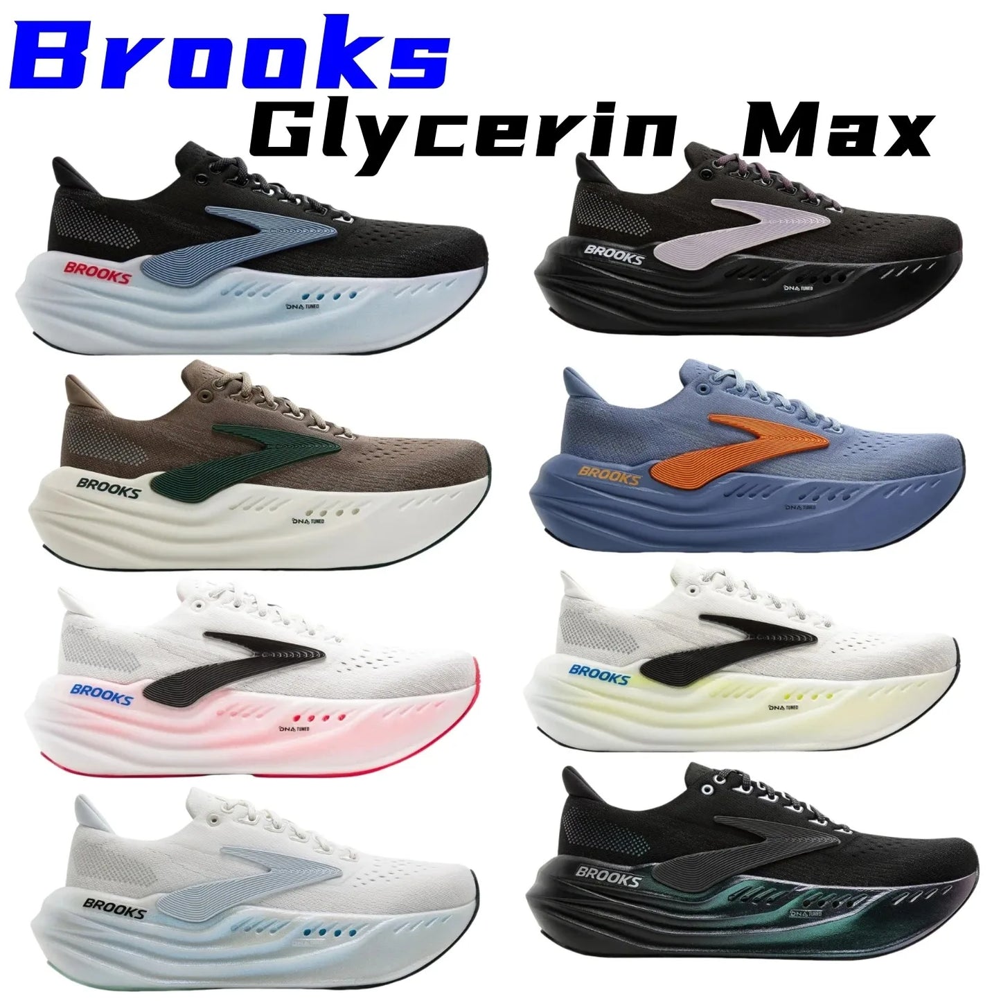 Zapatillas de correr originales Brooks para hombre Glycerin Max antideslizantes, resistentes al desgaste y que absorben los golpes, zapatillas informales para mujer 1104471D026