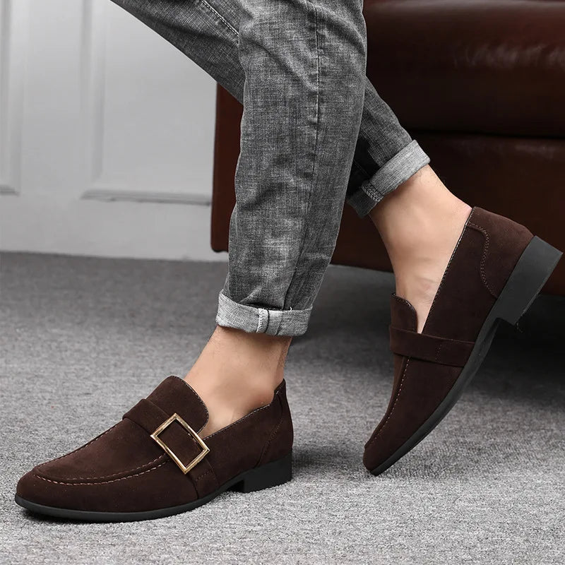 Zapatos de vestir para hombre, mocasines formales de diseñador, zapatos de cuero de gamuza, mocasines de trabajo Social y negocios, boda