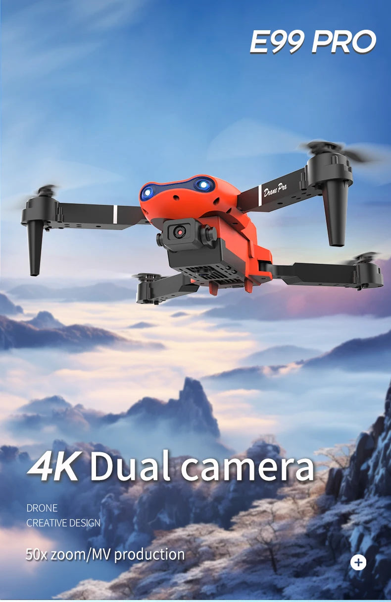 Nuevo Dron E99Pro RC 4K profesional con cámara HD gran angular de 1080P helicóptero plegable WIFI FPV altura mantener juguete de regalo
