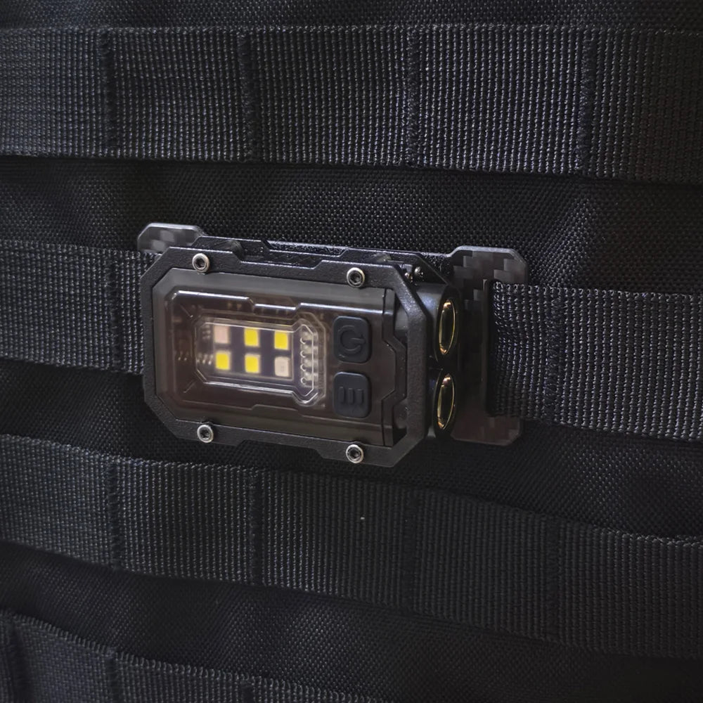 Linterna táctica EDC portátil Mini luz o placa de bucle de gancho Camping senderismo luz intermitente de seguridad para correa de mochila de 25mm