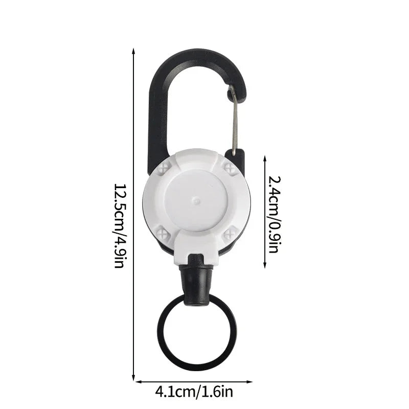 Hebilla retráctil automática táctica de alambre de acero, suministros de acampada, llavero elástico antirrobo, mosquetón, cuerda con hebilla, 1 ud.