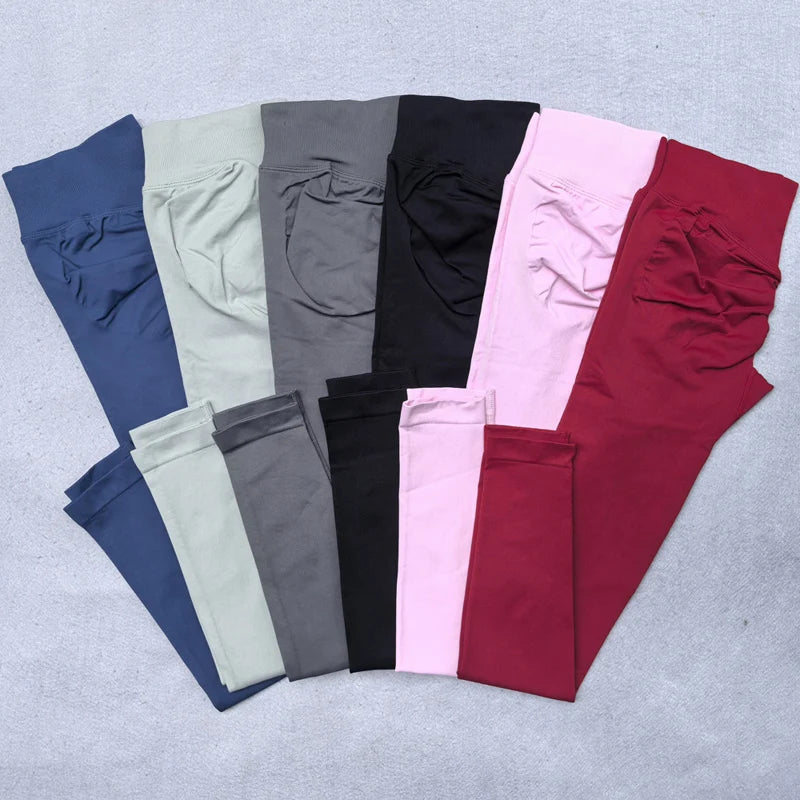 Leggings de mujer Scrunch Bum Gym Legging sin costuras Yoga Legging entrenamiento pantalones de Yoga cintura baja acanalada medias deportivas
