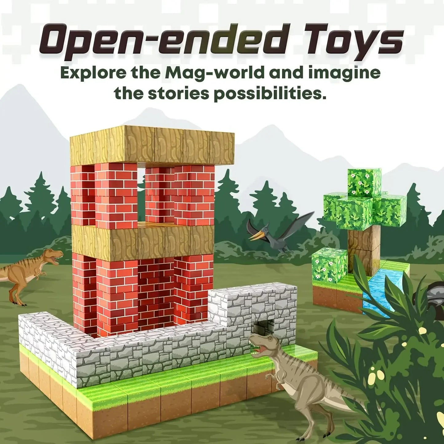 100 Uds. Bloques magnéticos de juguete, juego de imanes de construcción para niños y niñas, cubos sensoriales Montessori con tallo para regalo para niños pequeños