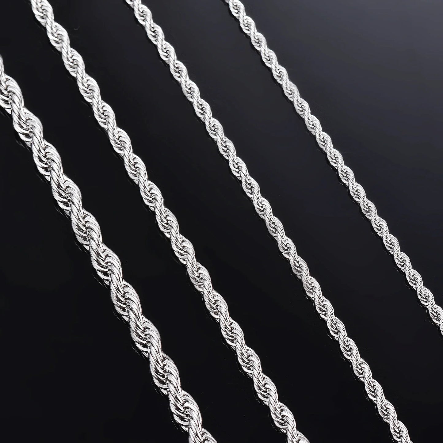 1 pieza de Plata de Ley 925 ancho 2mm/3mm/4mm cuerda cadena collar/pulsera para hombres mujeres hombre collar de cadena de moda