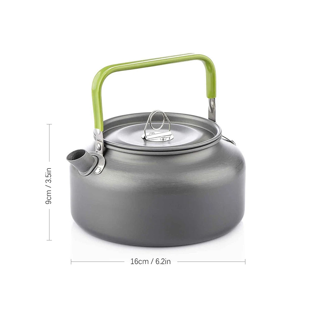 Tetera de agua portátil de 1,6l, tetera de agua, cafetera, tetera de té de aleación de aluminio para interiores, para acampar al aire libre, senderismo, Picnic