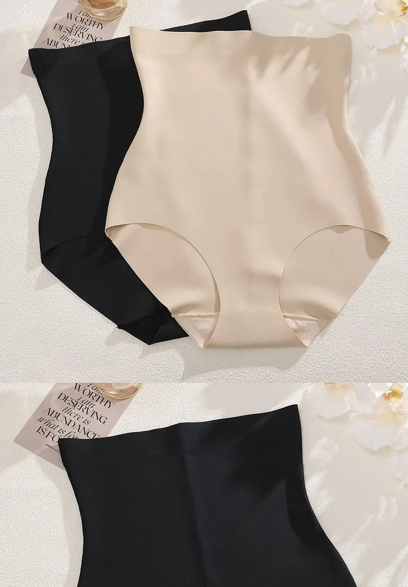 FINETOO, 1 unidad, 2024, nueva ropa interior ajustada de cintura alta para el vientre, ropa interior de seda helada para mujer, pantalones ajustados posparto finos sin costuras con forma de vientre