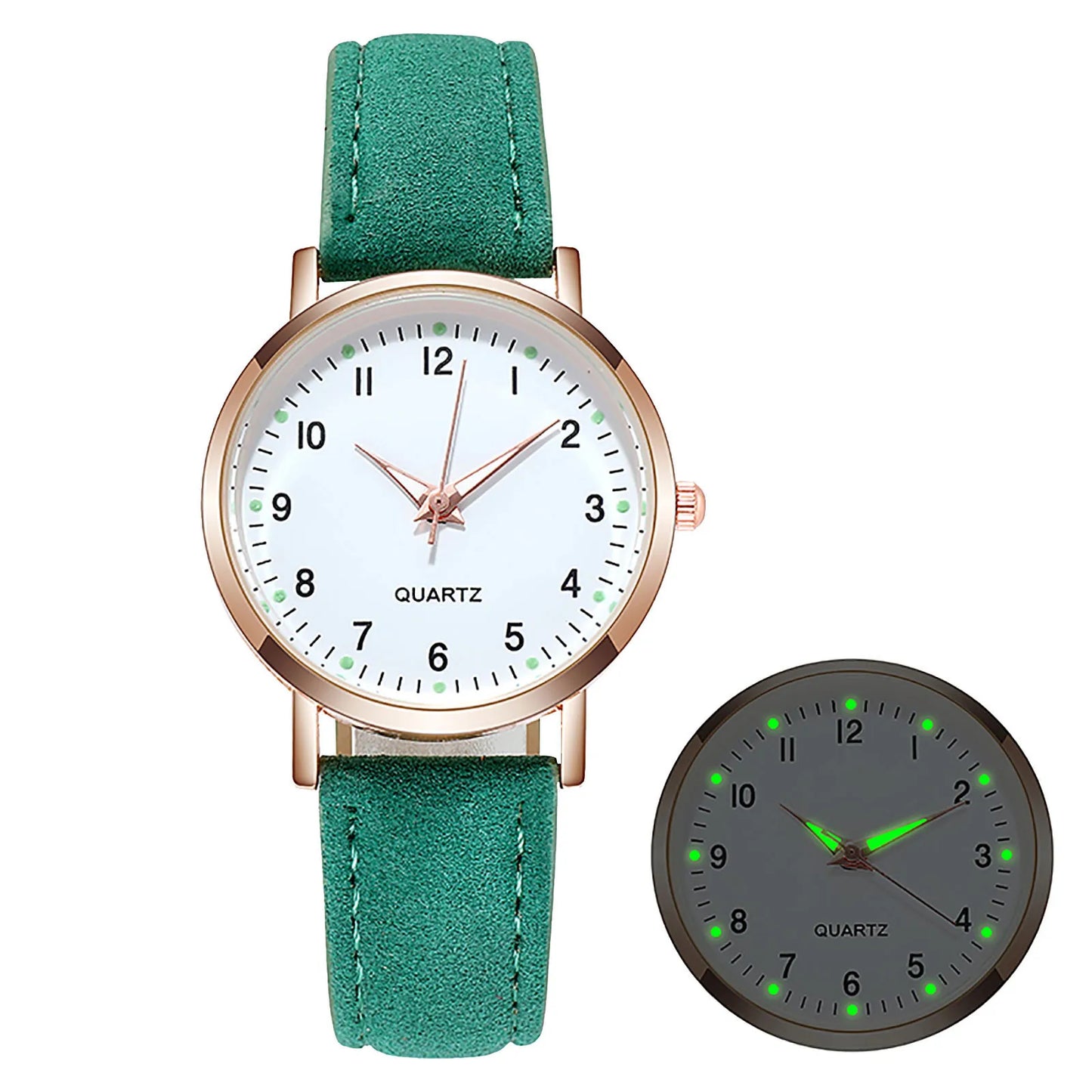 Reloj de Mujer a la moda para Mujer, relojes con correa de cuero, Reloj de pulsera luminoso de cuarzo analógico de lujo para Mujer, Reloj femenino