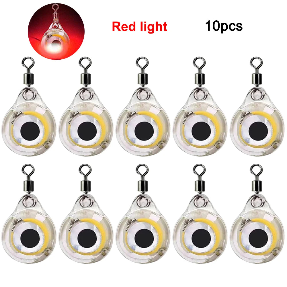10 Uds. Señuelo de pesca con forma de Mini ojo, luz nocturna subacuática, señuelo luminoso alimentado por baterÃÂÂa para agua de mar y agua dulce