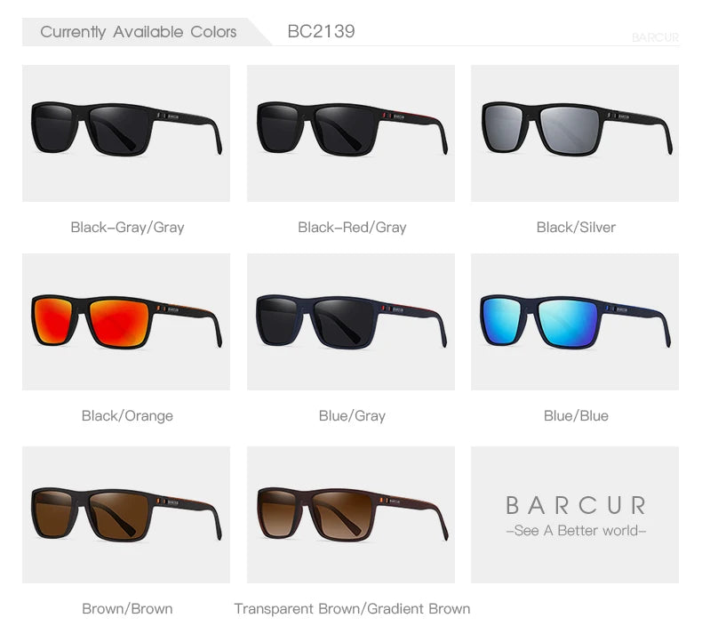 BARCUR-gafas de sol polarizadas TR90 para hombre y mujer, lentes deportivas ligeras, accesorio de protección UVAB