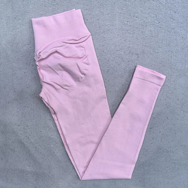 Leggings de mujer Scrunch Bum Gym Legging sin costuras Yoga Legging entrenamiento pantalones de Yoga cintura baja acanalada medias deportivas