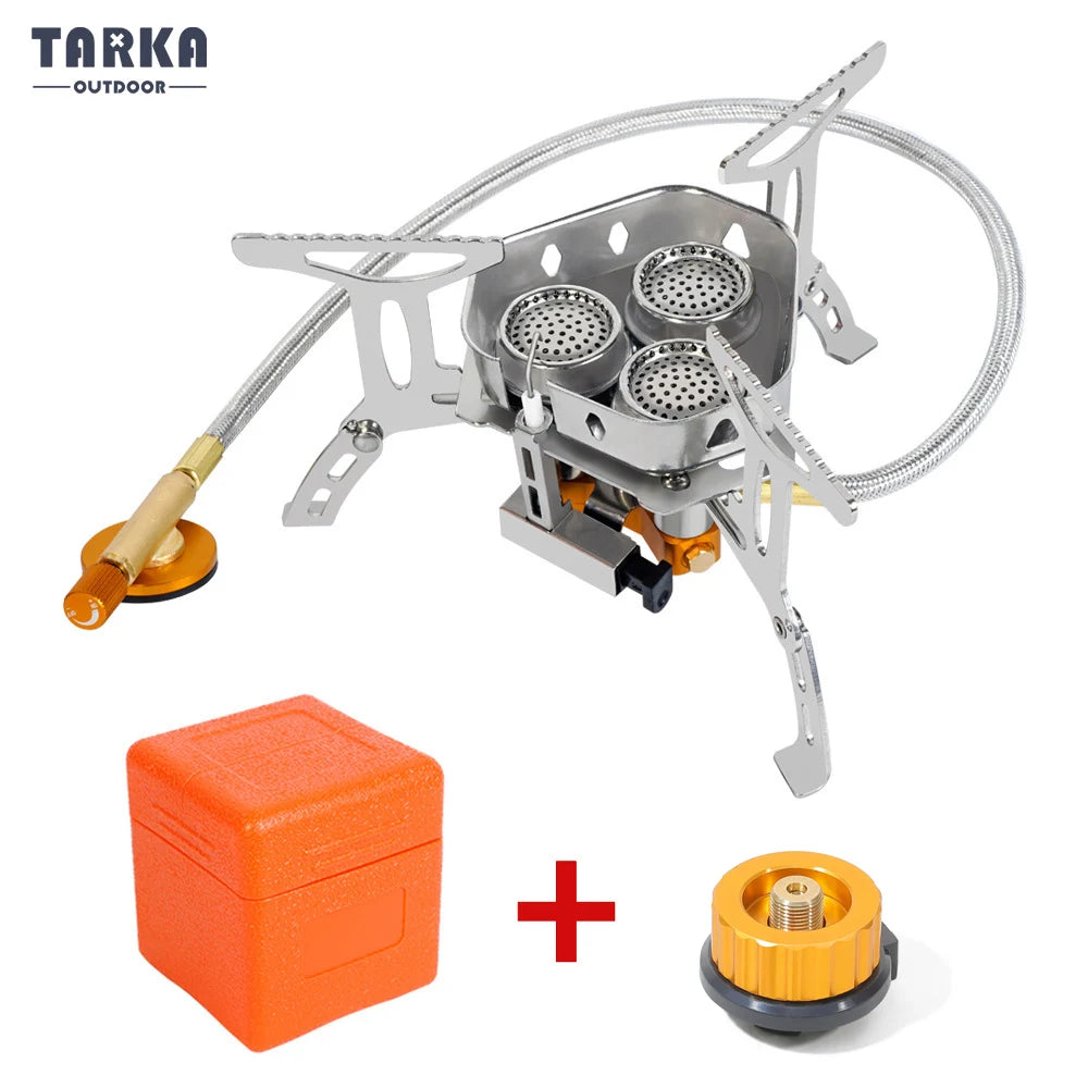 TARKA-estufa de Gas de 3 cabezales, quemadores de acampada turística, horno plegable para mochilero, 5800W, senderismo al aire libre, Picnic, barbacoa, equipo de cocina