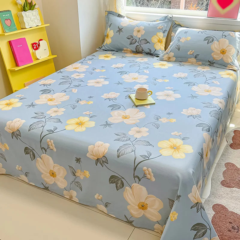 Sábana de algodón 100% con estampado de flores, sábanas dobles para niñas y niños, ropa de cama individual Queen King Size, 1 Uds.