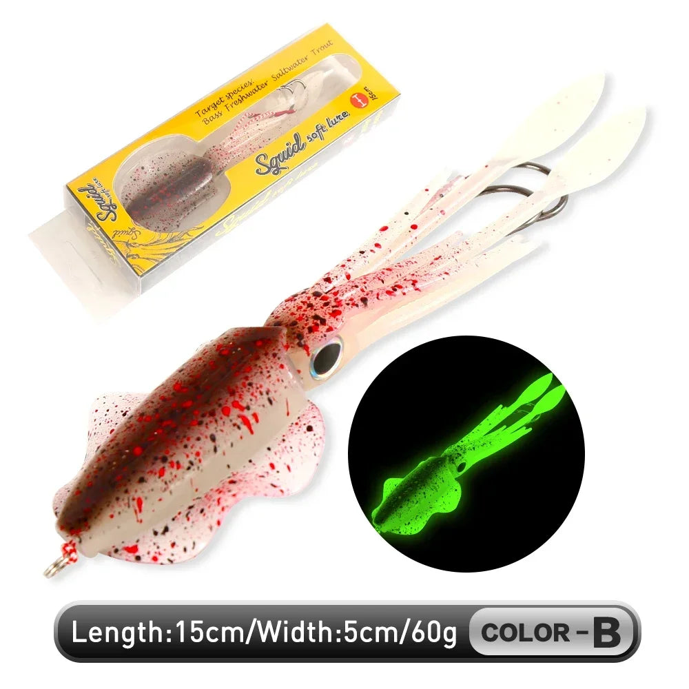 ZUKIBO-cebo de calamar suave para pesca, señuelo de pesca con curricán, plantillas con cabeza de pulpo, plantilla de calamar UV luminosa de 60g para pesca en barcos de aguas profundas, cebo Wobblers