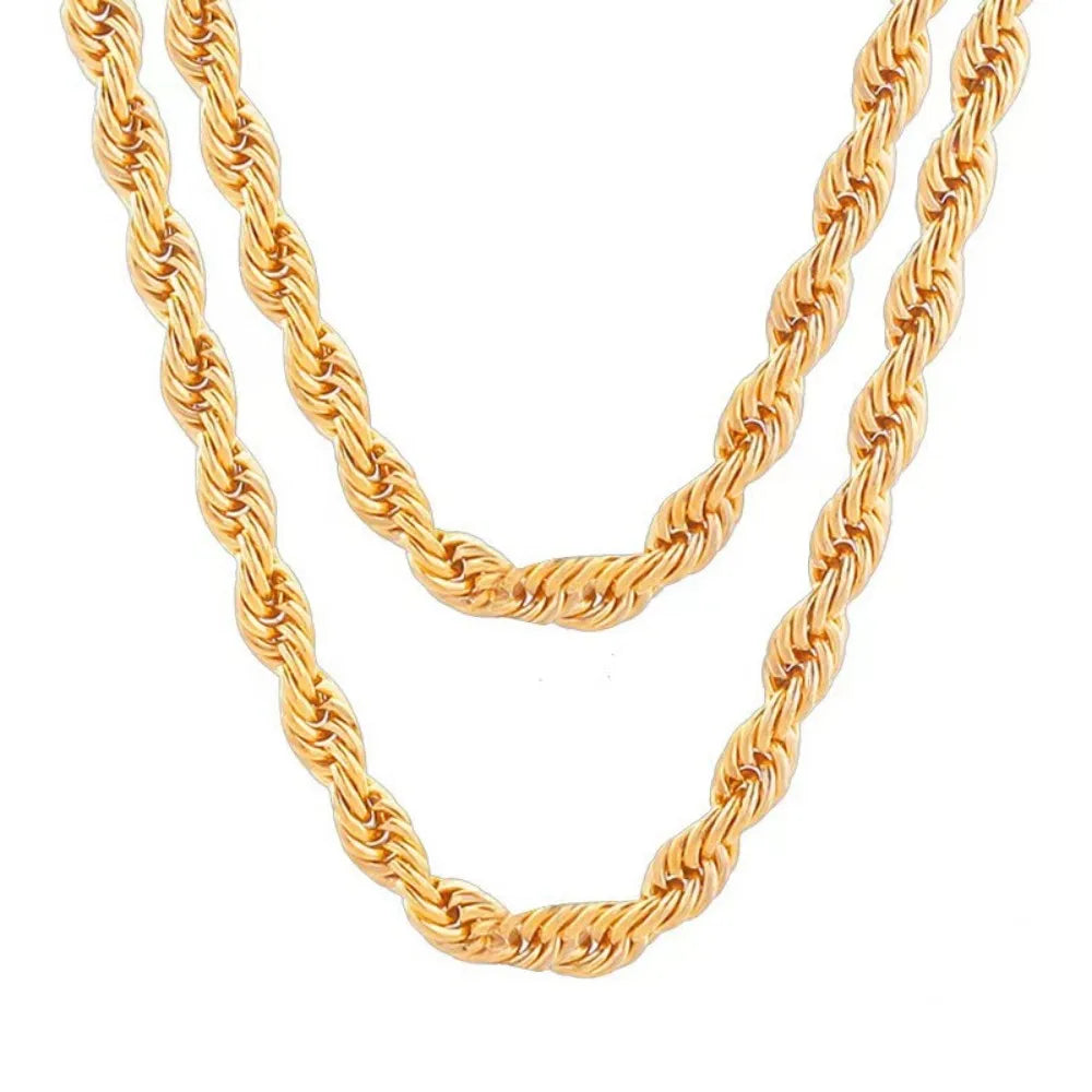 Noble 18-24 pulgadas 45-60cm 18K oro 4mm cuerda redonda collar de cadena para mujer hombre niño boda fiesta encanto joyería