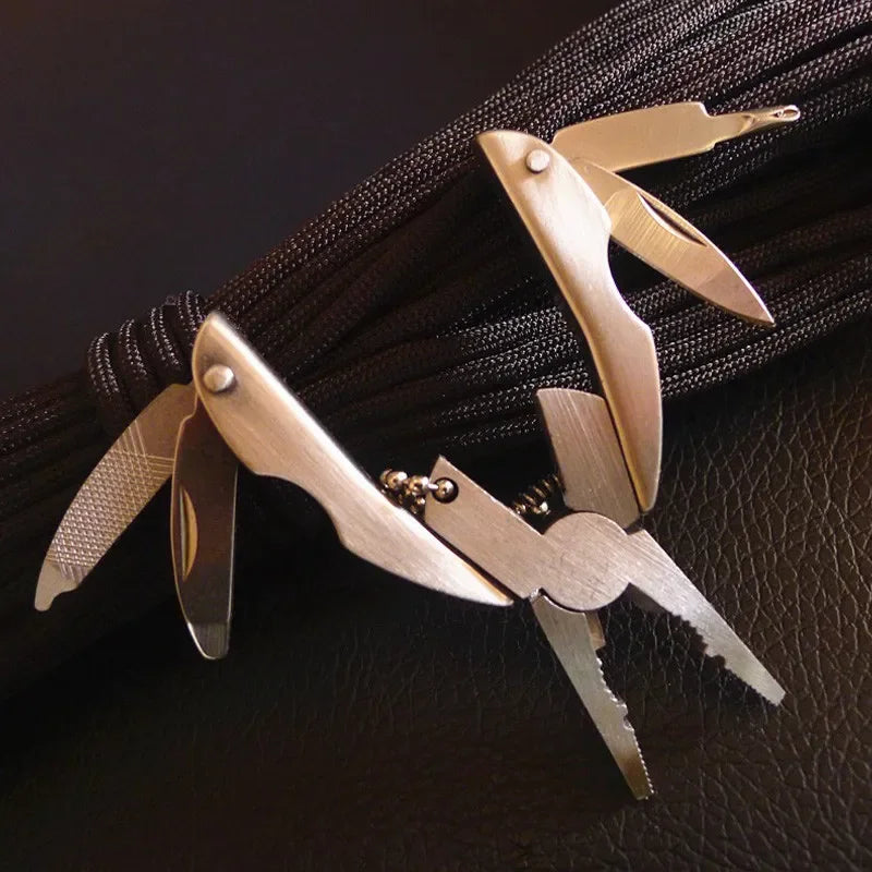 Herramientas EDC, Kits de viaje, alicates plegables multifunción portátiles, cuchillo plegable de acero inoxidable, llavero, destornillador, supervivencia para acampar