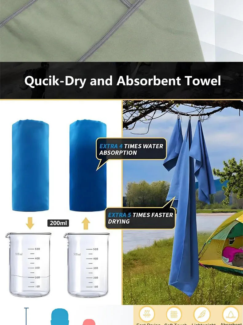 Toalla de microfibra de secado rápido para acampar, toalla súper absorbente para gimnasio/nadar, 40x80cm, toallas ligeras para deportes/playa/viajes