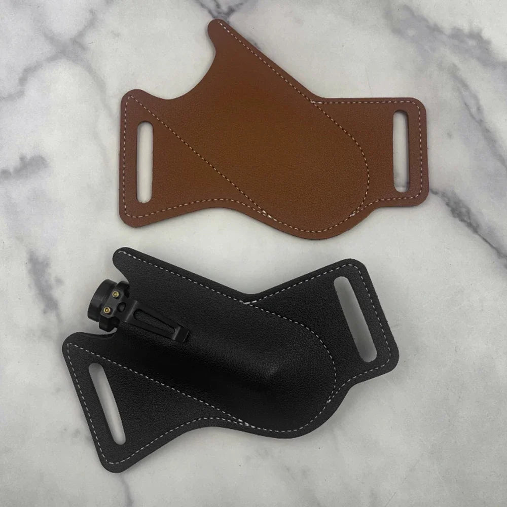 Funda de bolsillo para caza, funda de cuero con soporte para cinturón, funda para linterna, herramienta para cuchillo plegable, transporte para campamento al aire libre