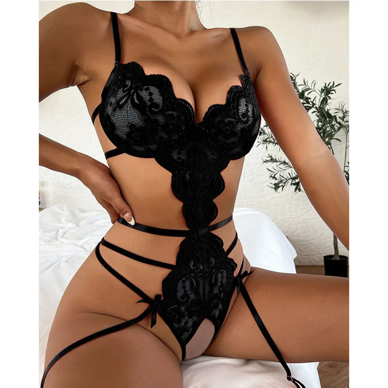 Body Sexy sin entrepierna para mujer, lencerÃa, picardÃas, vestido porno, juego de rol, ropa interior corporal transparente, disfraces eróticos, conjunto de sexo exótico