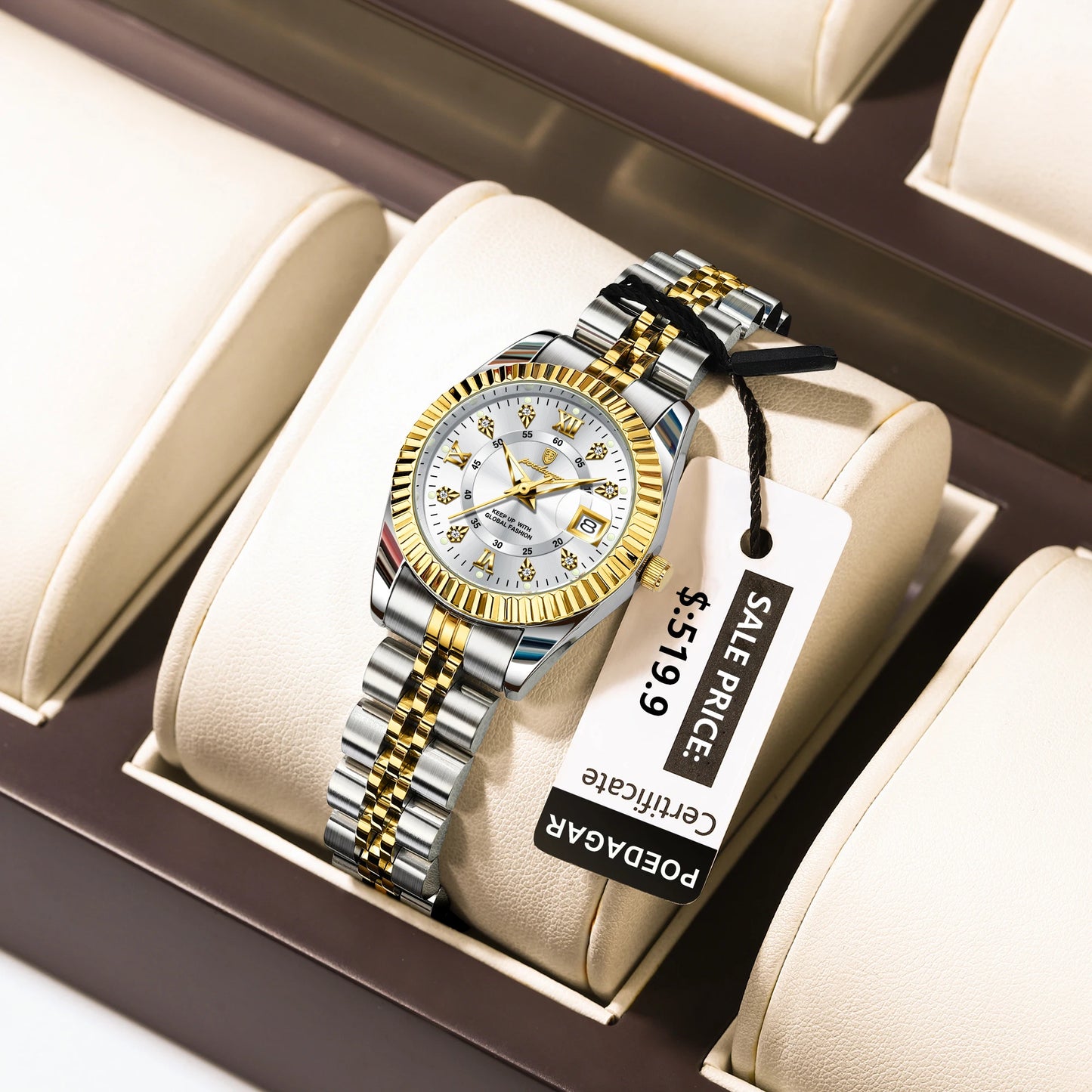 POEDAGAR, relojes de lujo para mujer, Reloj de pulsera resistente al agua con fecha luminosa para mujer, Reloj de cuarzo elegante de acero inoxidable para mujer, Reloj