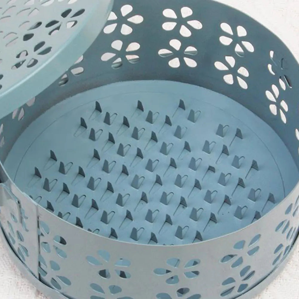 Soporte de bobina de Mosquito de Metal con tapa y mango, quemador de incienso, soporte de bobina repelente de mosquitos para el hogar y Camping al aire libre