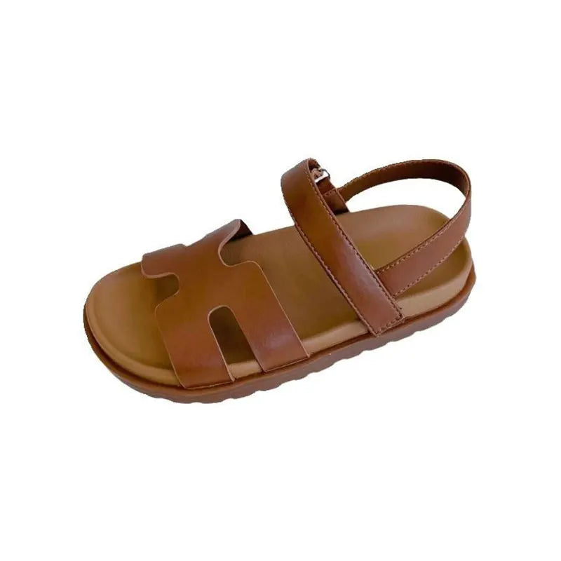 Sandalias de playa para niños, zapatos descalzos para niñas y niños, calzado plano sin cordones con dedos abiertos, zapato de moda para niños de verano 2025 para 26-36