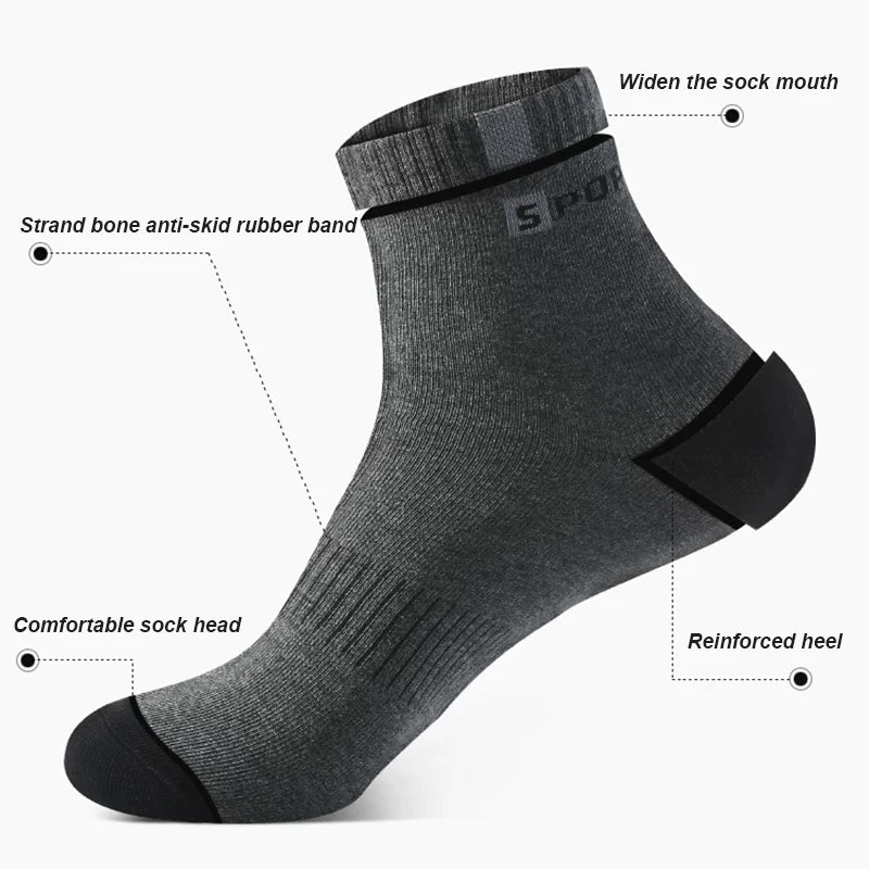 5 pares de calcetines de algodón para hombre, zapatillas deportivas transpirables suaves con letras a la moda, medias de tubo medio de alta elasticidad, toalla Sox de verano