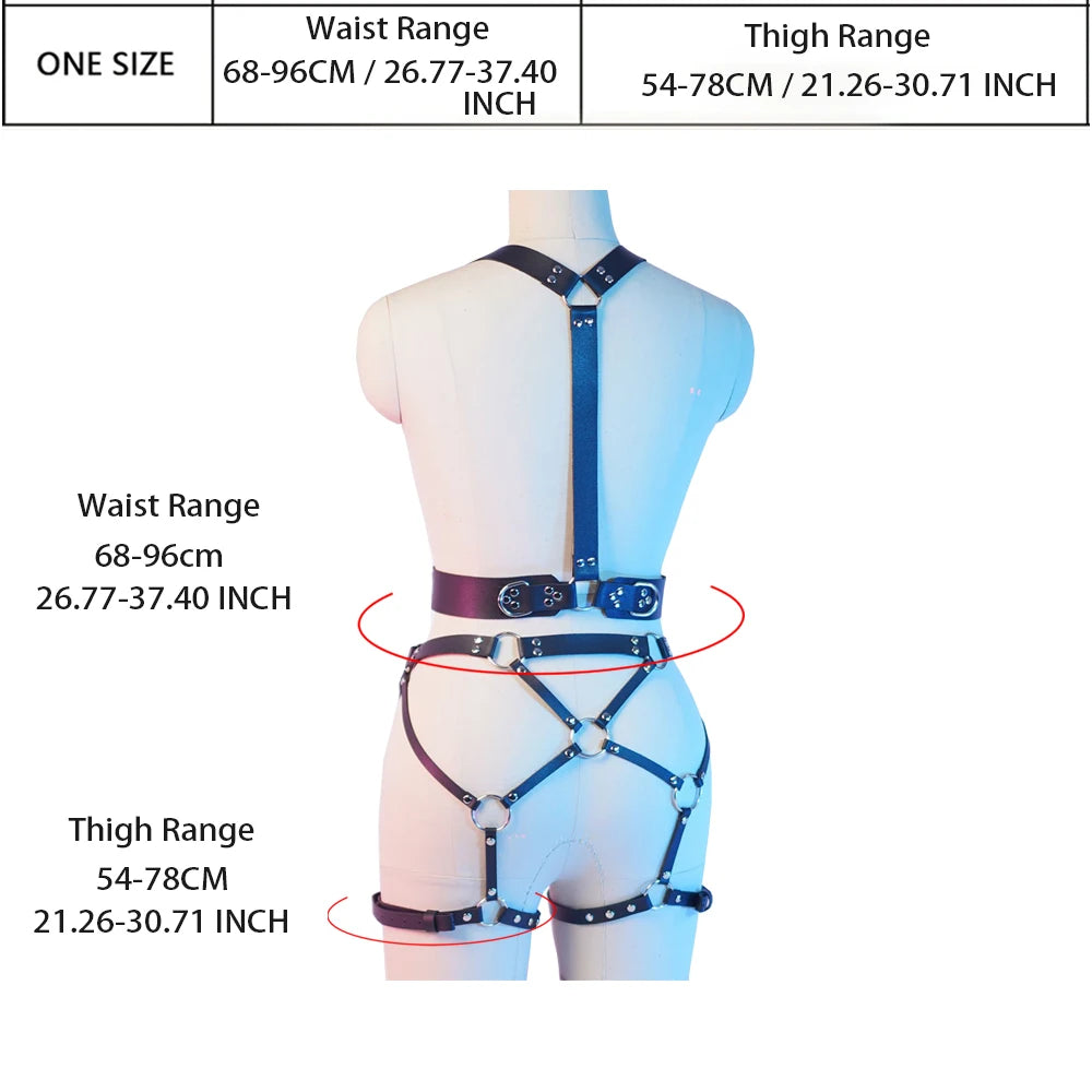 arnes mujer arnes mujer de cintura lenceria sexis para mujer body lencerÃa Bdsm-arnés de cuerpo gótico para mujer, cinturón Sexy, ligas, lencerÃa de cuero, ropa de fetiche, medias de Liga hasta el muslo