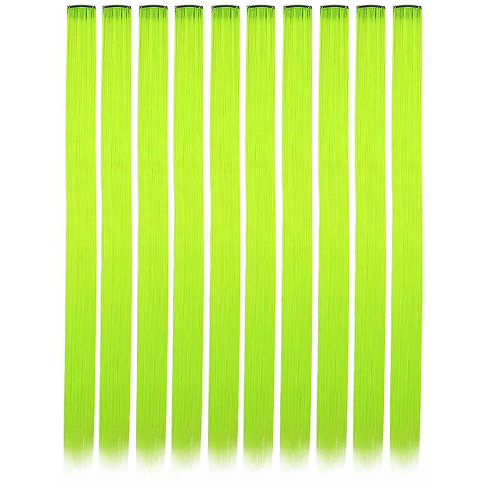 10 unids/pack de extensiones de cabello con Clip para fiesta de colores para niñas, postizos sintéticos de pelo liso de 22 pulgadas de colores Omber