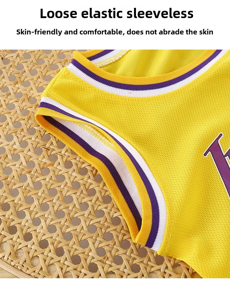 Conjunto de traje de pelota deportiva para niños, traje sin mangas para niños, traje de baloncesto para bebé, chaleco, pantalones cortos, traje de rendimiento, traje deportivo de secado rápido