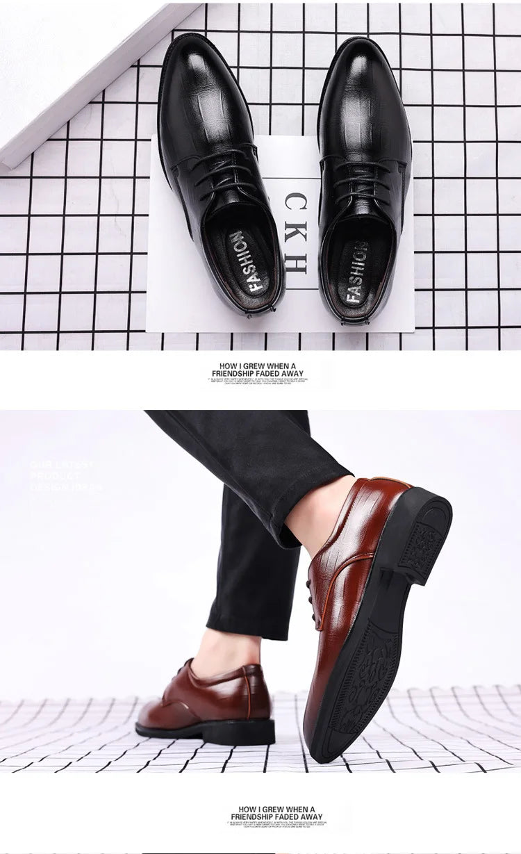 Zapatos de vestir de cuero para hombre, zapatos formales sociales para hombre, zapatos informales de negocios con punta estrecha, zapatos de diseñador de fiesta de lujo para hombre