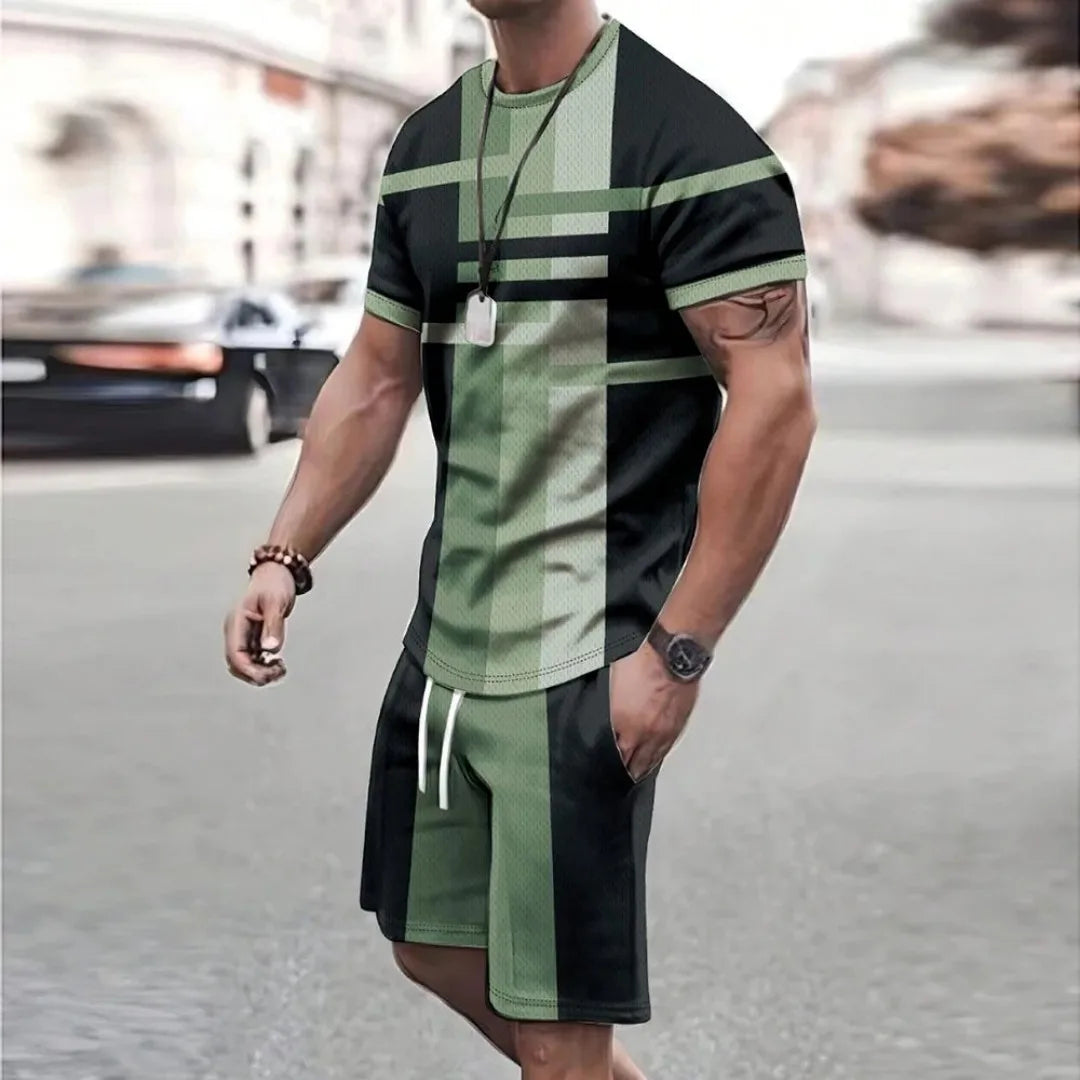2025 Moda nuevos pantalones cortos deportivos para hombres Camiseta de manga corta estilo pantalones cortos casuales conjunto Retro fresco transpirable y conjunto de dos piezas