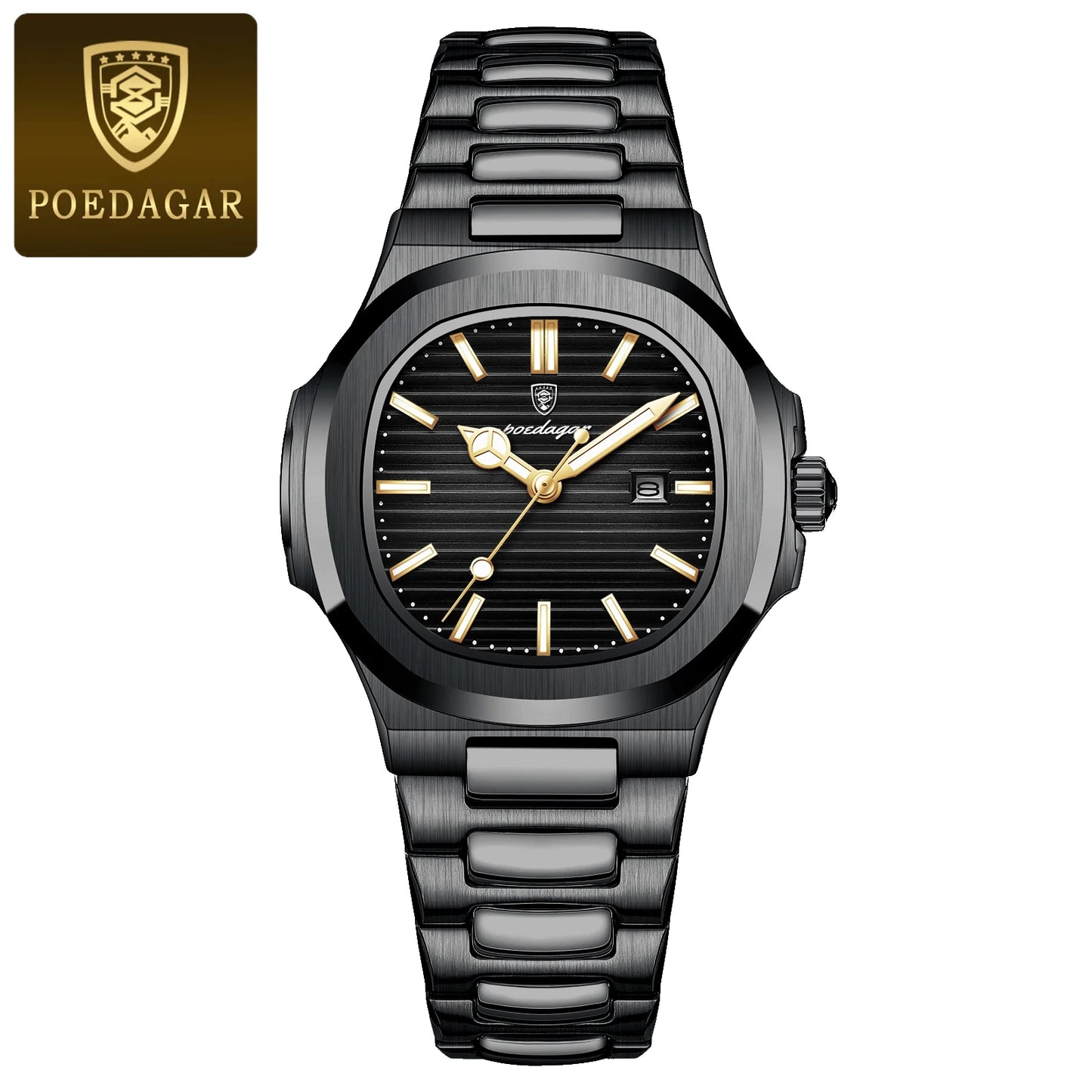 Reloj POEDAGAR cuadrado de lujo para mujer, reloj de pulsera resistente al agua con fecha luminosa para mujer, relojes de cuarzo de moda de acero inoxidable para mujer