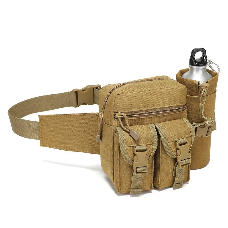 Riñonera táctica para exteriores, bolsa de nailon para botella de agua para teléfono y senderismo, paquete de equipo de herramientas deportivas, bolsa con cinturón para caza, escalada y acampada