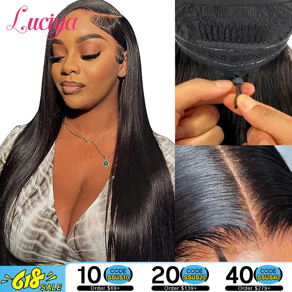 Pelucas sin pegamento Pull Go con cordón elástico 250% recto 13x6 HD pelucas frontales de encaje separación Max peluca de cabello humano Frontal de encaje completo