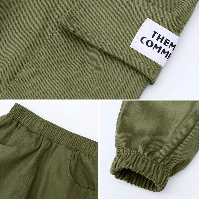 Primavera otoño niños moda guapo pantalones Cargo niños carta deportes pantalones adolescentes Casual pantalones de chándal finos 4-12 años