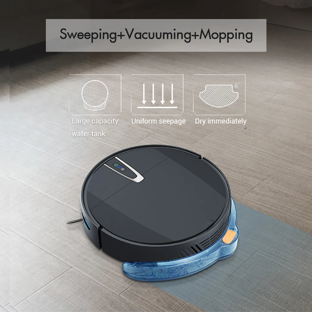 Robot aspirador inteligente con aplicación de succión de 3800PA y Control por voz, limpieza de suelo de barrido y carga automática para aspiradora robótica doméstica
