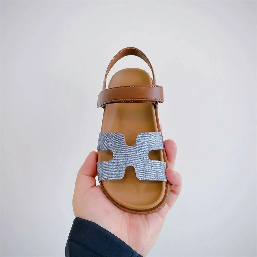 Sandalias de playa para niños, zapatos descalzos para niñas y niños, calzado plano sin cordones con dedos abiertos, zapato de moda para niños de verano 2025 para 26-36