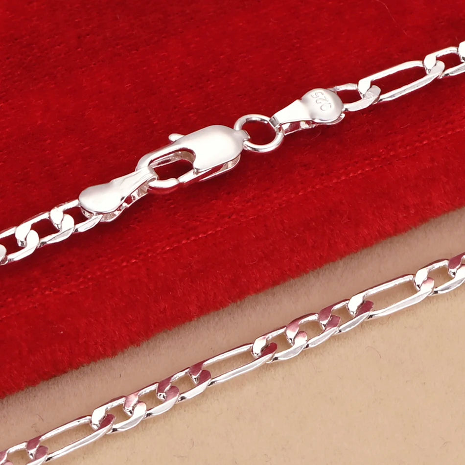 Noble nuevo llega Plata de Ley 925 cadena de 4MM para hombres mujeres pulsera collar conjunto de joyerÃa señora regalos de Navidad encantos boda